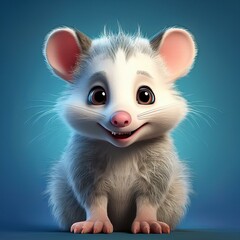 Niedliches Opossum, blauer Hintergrund