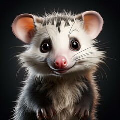 Niedliches Opossum, schwarzer Hintergrund