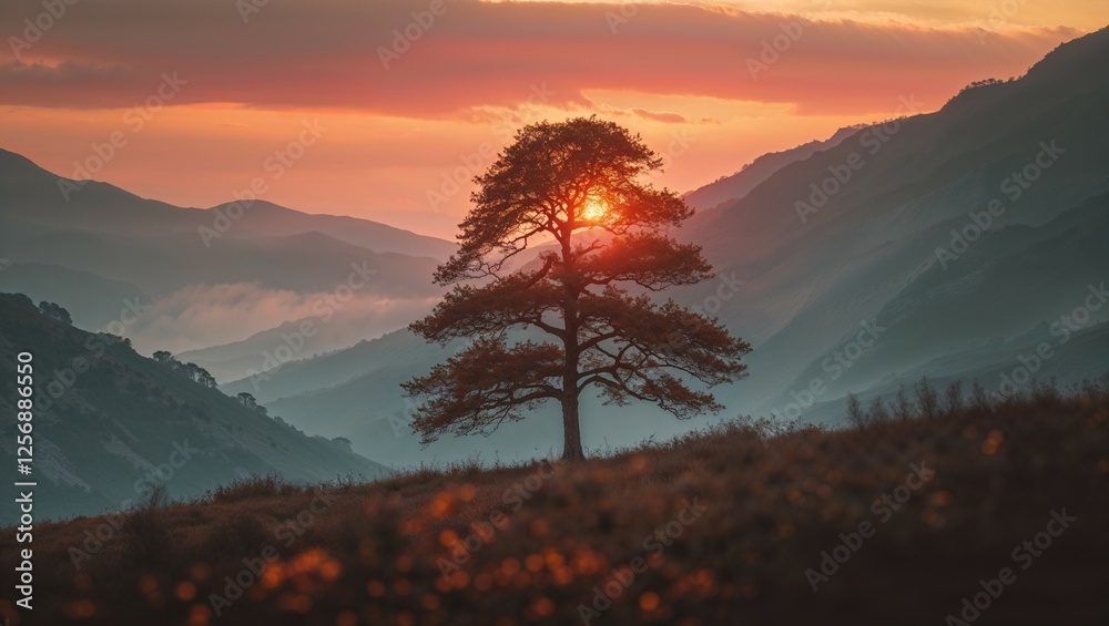 Wall mural sunrise in the mountains