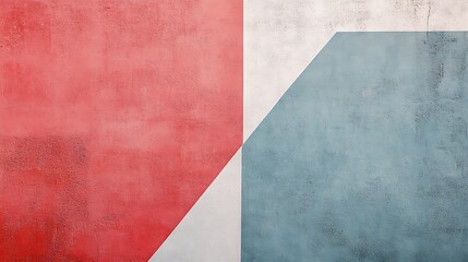 Abstract geometric wall painting in red white and blue