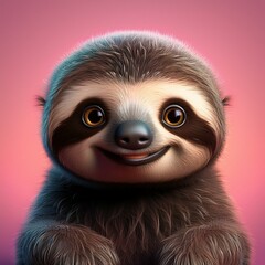 Niedliches Faultier, rosa Hintergrund