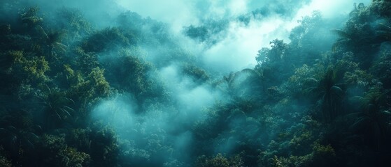 Fototapeta premium Misty Tropical Forest Landscape