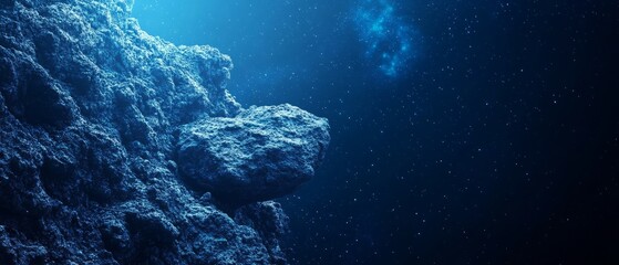 Dramatic Asteroid In Deep Blue Space