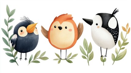 Obraz premium Colorful Cartoon Birds