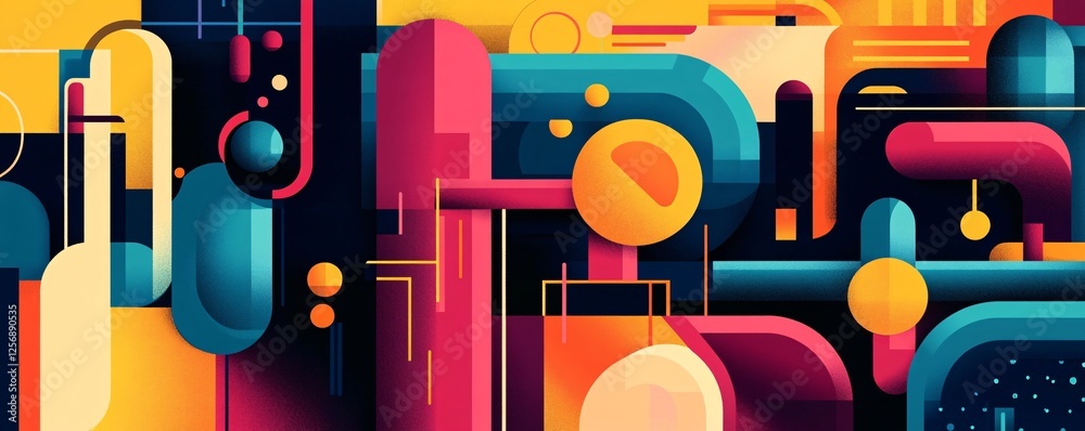 Aufkleber Abstract colorful background with geometric shapes overlapping forming modern composition