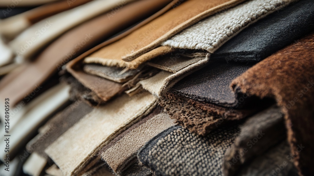 Aufkleber Close up texture of assorted high quality fabric materials displaying natural colors and patterns : Generative AI