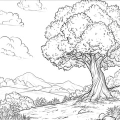 coloring page cartoon style page for kids tree