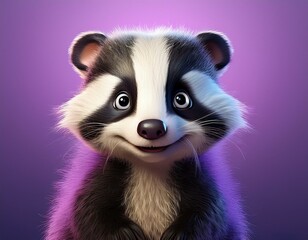 Niedlicher Dachs, lila Hintergrund