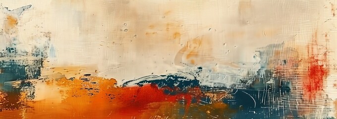 Obraz premium Abstract Textured Painting. Earthy Tones With Pops Of Red & Teal. Modern Wall Art, Perfect For Adding A Touch Of Sophistication To Any Project.