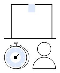Stopwatch, user silhouette, and checklist represent task organization, productivity, planning, goal tracking. Ideal for time management, project workflow, efficiency deadlines schedules abstract