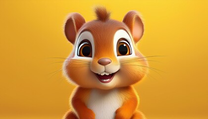 Niedliches Eichhörnchen, gelber Hintergrund