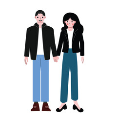 Romantic couple standing. Couple in love. Flat graphic vector illustration isolated on white background