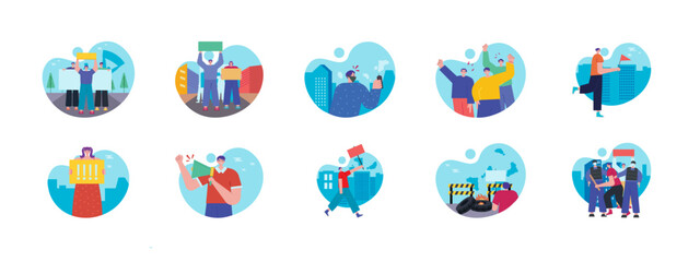 Demonstration set illustration. Flat vector illustration concept. 