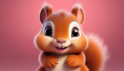Naklejka premium Niedliches Eichhörnchen, rosa Hintergrund