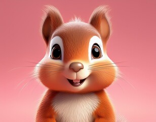 Niedliches Eichh&ouml;rnchen, rosa Hintergrund