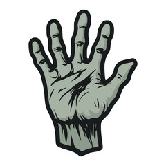 zombie hand monster halloween scary flat color vector illustration template design