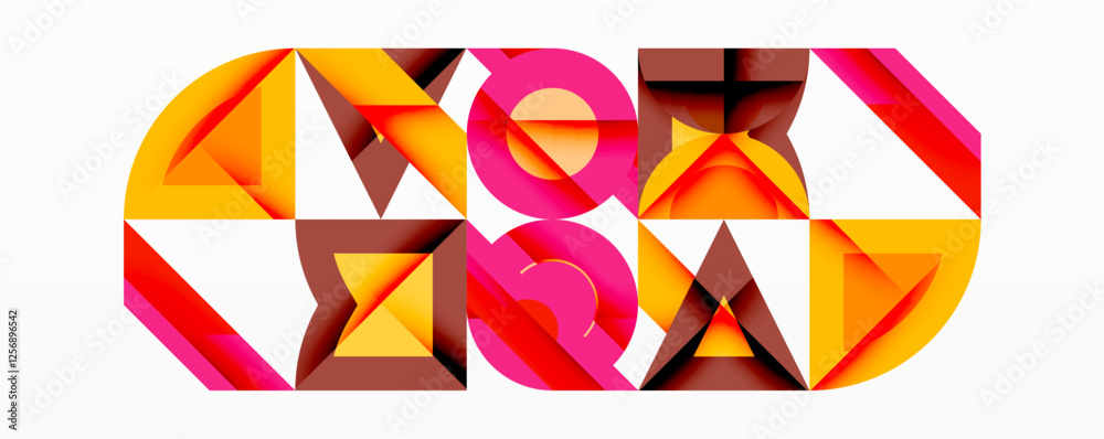 Aufkleber Minimal geometric abstract background. Circle square and triangle design