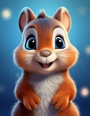 Niedliches Eichh&ouml;rnchen, blauer Hintergrund