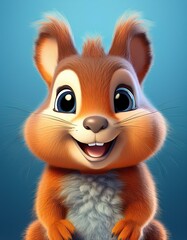 Niedliches Eichh&ouml;rnchen, blauer Hintergrund