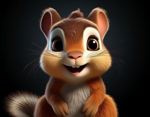 Niedliches Eichhörnchen, schwarzer Hintergrund
