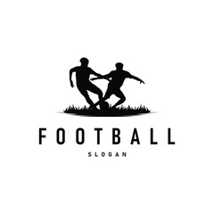 Soccer logo vector black silhouette of sport player simple football template illustration