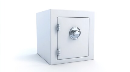 3D render of a white safe, isolated on white background, ideal for security concept