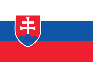 Flag of Slovakia. Flag icon. Standard color. Standard size. A rectangular flag. Computer illustration. Digital illustration. Vector illustration.