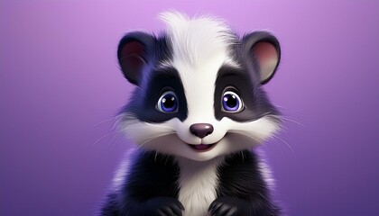 Niedliches Stinktier, lila Hintergrund