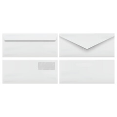 Blank White Envelope and Letter Paper Set Mockup. Vector