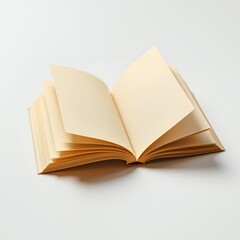 Open Book with Blank Pages on Bright White Background in Plastic Style Yellow and White Background Mockup Mockup book Mockup