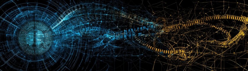 Fototapeta premium Digital network, data flow, connection, abstract background, tech concept