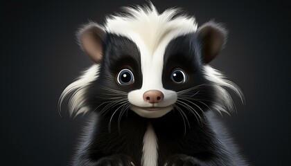 Niedliches Stinktier, schwarzer Hintergrund