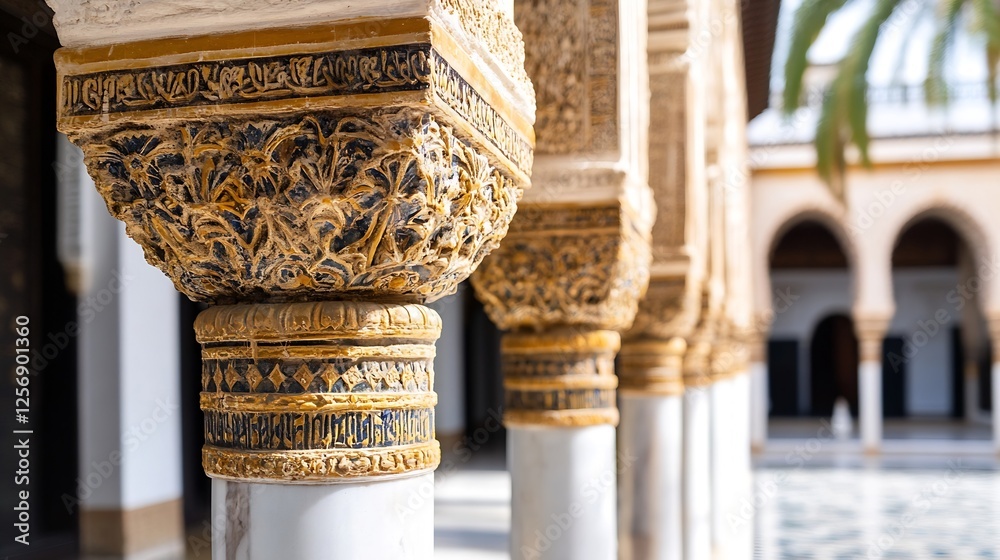 Aufkleber detailed view of beautifully carved column in an elegant architectural space with intricate designs 