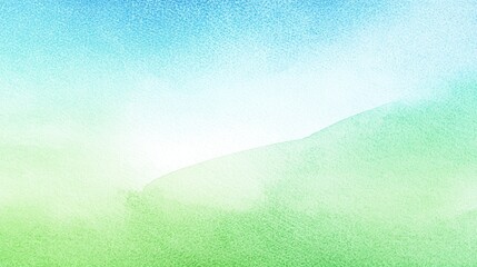 Obraz premium Serene watercolor landscape, green hills, blue sky, nature background, design element