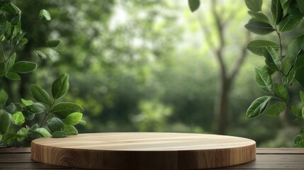 Wooden Platform in a Lush Green Forest