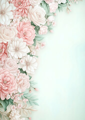 Obraz premium Background with roses and peonies flowers. greeting card