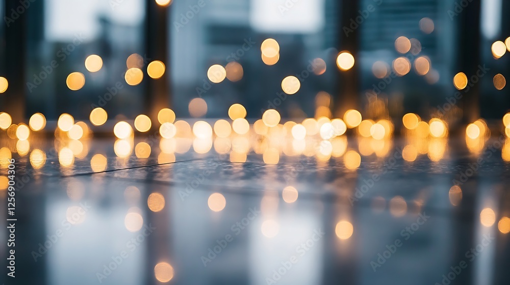 Poster Beautiful Bokeh Background of Warm Lights Creating a Magical Atmosphere in an Urban Setting : Generative AI