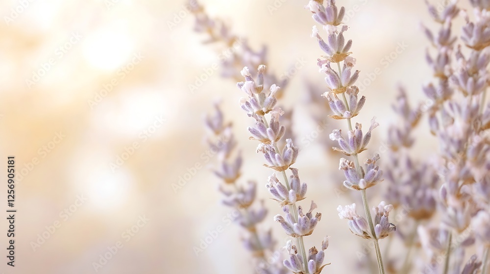 Poster beautiful sprigs of lavender bathed in soft light creating a serene and enchanting natural scene : g