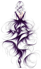 Illustration of Stylish fashion models. Pretty young girls. Fashion girls Sketch