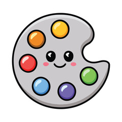 Kawaii color palette with soft pastel tones, including pink, blue and yellow, arranged on a white background. Cute and aesthetic design element.