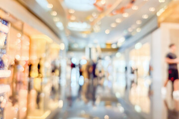 modern luxury shopping mall department store interior blur abstract background with bokeh light