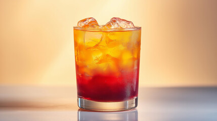 A glass of layered mocktail with a gradient of funny day vibe, isolated on a white background