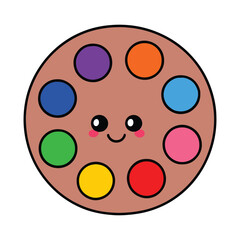 Kawaii color palette with cheerful pastel shades, featuring pink, green and blue, displayed on a white background in a cute and minimal style.