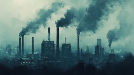 Obraz premium Industrial City Pollution