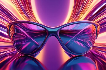 Eye-catching eyeglasses shine with neon reflections, ideal for a modern, vibrant style.