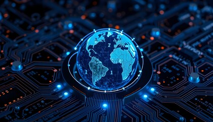 Fototapeta premium Futuristic Defense: AI-Driven Global Threat Mapping in a Dynamic Tech Environment