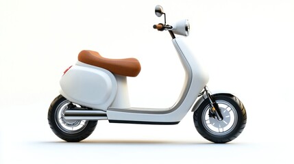 Modern white scooter, studio shot, isolated background, transportation