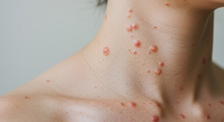 Fototapeta premium Skin eruption showing possible symptoms of viral infection on neck area