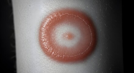 Close-up of localized skin reaction showing a bullseye pattern