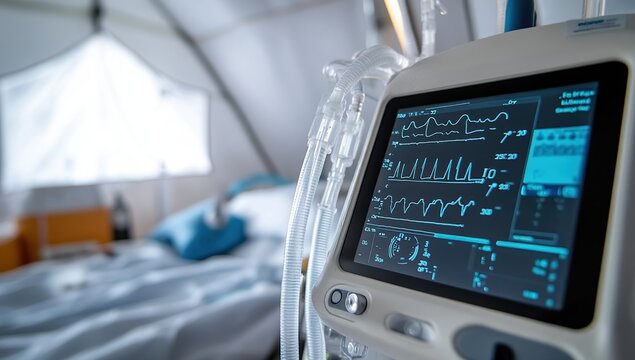 Medical Device Displays Vital Signs Data Accurately on Screen, Showing Patient's Health Status in Real Time.
